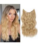 Invisible Wire Hair Extension - Natural Wavy Synthetic Clip-In, Adjustable Size with 2 Secure Clips, Long Curly Golden Blonde - Secret Hair Piece for Women (16inch) - Buy Online on SooperMarket.com