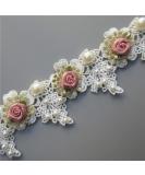 1 Yard Vintage Gold Pearl Rose Flowers Embroidered Lace Trim Fabric Floral Appliques Lace Ribbon Bridal Ornaments Handmade DIY Sewing Supplies Craft for Costume Hat Decoration 1.96 Wide - Buy Online on SooperMarket.com