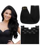 Youngsee Real Hair Clip In Extensions - 35cm Black 120g Remy Human Hair 7PCS - Buy Online on SooperMarket.com
