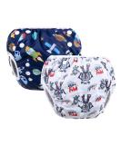 Vicloon baby swimming trousers (2 -part) swimming diaper reusable adjustable washable swimming diaper for small children from 0 to 3 years -blue universe/white robot 2PCs (blue+white) - Buy Online on SooperMarket.com