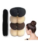 4 Pieces Dutt Pillow Set - Large Donut Hair Bun Maker & Updo Accessories for Girls (Black Brown Cream White) | International Shipping Available - Buy Online on SooperMarket.com