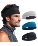 Sporte headbands for women and men antibacterial welding tape forehead elastic non -slip hair band for jogging running fitness yoga cycling basketball black + gray + blue - Buy Online on SooperMarket.com