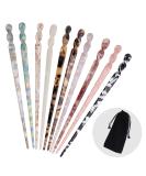 10 Pieces Leopard Print Acetate Hair Sticks - Vintage Styling for Women - Tortoise Shell Hairpins - Long Hair Accessories with Flannelette Bag - Buy Online on SooperMarket.com