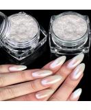 2 boxes white pearl chrome nail powder-transparent aurora Ice shimmer chrome pigment powder for nails glazed donut glitter powder nails mirror effect glitter nail art powder for DIY salon 2PCs pearl - Buy Online on SooperMarket.com