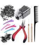 Duufin Dark Brown Microring Extensions Set - 500 Rings Pliers Needles Clips Comb & Mini Hair Gum for Perfect Hair Extensions - Buy Online on SooperMarket.com