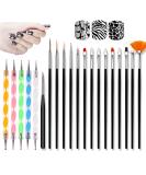 HanyoSheng Acrylic Nail Brush Set - 15 Brushes & 5 Dotting Tools for Gel Nail Art & Detailing - Buy Online on SooperMarket.com