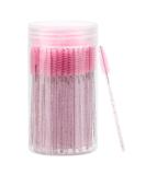 100 Pcs Disposable Mascara Wands, Crystal Eyebrow Spoolies Brush for Eyelash Extensions, Pink Lash Brushes with Container - Buy Online on SooperMarket.com