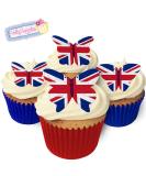 24 Edible Pre-Cut Wafer Butterfly Cake Toppers: Union Jack - Buy Online on SooperMarket.com
