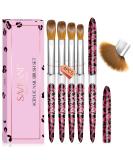 Saviland Acrylic Nail Brush Set - 4PCS Pink Leopard Print Brushes for Nail Extensions & Carving - Sizes 8/10/12/14 - Buy Online on SooperMarket.com