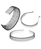 3 Pcs Unisex Black Metal Toothed Hair Band | Non-Slip Hair Hoop Comb Accessory - Buy Online on SooperMarket.com