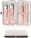 Nail Clipper Manicure Set 7 In 1 Stainless Steel Professional Pedicure Kit Nail Scissors Grooming Kit with Black PU Leather Case for Travel & Home Use (Pink Leather) pink-7 - Buy Online on SooperMarket.com