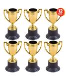 ArtCreativity Gold Plastic Trophies for Kids - Pack of 12 | 4 Inch Golden Colored Trophy Set for Football, Soccer, Baseball | Carnival Prizes and Party Favors for Boys and Girls - Buy Online on SooperMarket.com