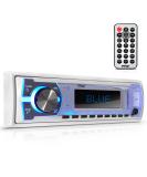 Pyle Marine Bluetooth Stereo Radio - 12v Single DIN Style Boat In dash Radio Receiver System with Built-in Mic, Digital LCD, RCA, MP3, USB, SD, AM FM Radio - Remote Control - PLMRB29W (White) - Buy Online on SooperMarket.com