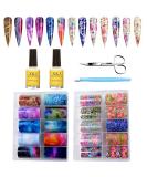 Kalolary 20 Color Starry Sky Nail Foil Set with Nail Glue - Holographic Transfer Stickers for DIY Nail Art at Home or Salon - Buy Online on SooperMarket.com