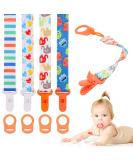 10 Pcs Boys Dummy Clips with Silicone Adapter | Baby Pacifier Holder Straps for Teething Toys - Orange - Buy Online on SooperMarket.com