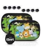 iZoeL Car Sun Shade for Baby Kids 2 PCS Static Cling Side Window Car 80GSM Animals Cars Rear Sunshades Universal with 8 Suction Cups and Storage Bag - Sun Glare and UV Rays Protection Green Animal - Buy Online on SooperMarket.com