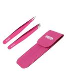 FEITA Professional Stainless Steel Eyebrow Tweezer Set - Slant & Pointed Precision Tweezers for Women - Facial Hair Removal Clip - Pink (2 Pcs) - Buy Online on SooperMarket.com