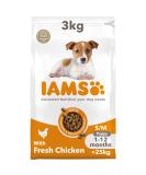 IAMS Complete Dry Dog Food for Puppy Small and Medium Breeds with Chicken 3 kg Small & medium breeds (&lt 25 kg) Chicken 3 kg (Pack of 1) - Buy Online on SooperMarket.com