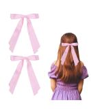 2 Pack Hair Bows for Women Pink Bow Hair Clips French Barrette with Long Silky Satin Hair Ribbons for Women Girls(Light Pink) - Buy Online on SooperMarket.com