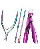 Melodysusie 4-in-1 Acrylic Nail Clippers Set - Stainless Steel Nail Tip Cutter, Cuticle Trimmer & More | Rainbow Purple Nail Art Kit - Buy Online on SooperMarket.com