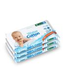 Biodegradable Water Cotton Baby Wipes 3-Pack - Safe for Baby with Sweet Almond Oil and Aloe Vera - 100% Cotton - Buy Online on SooperMarket.com