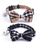 SuperBuddy Cute Bow Bell Cat Collar - 2 Pack Plaid Kitten Collar with Removable Bowtie for Cats Kittens - Brown-Black - Buy Online on SooperMarket.com