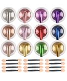 BISHENGYF 12 Box Chrome Nail Glitter Holographic Classic Nail Art Powder Set Shiny Nail Glitter Powder with Magic Mirror Finish for Nail Art Design Decoration. (04) L-Color - Buy Online on SooperMarket.com