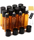 Essential Oil Roller Bottles 12Pcs 10ml Empty Rollerball Bottle Roll on Bottles with Stainless Steel Roller Balls Amber Glass Roller Bottles for Essential Oils Perfumes Cosmetics Aromatherapy Massage 10ml 12pcs Brown - Buy Online on SooperMarket.com