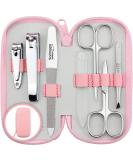 Marqus 7-Piece Manicure Set for Men & Women - Solingen Quality Patented Glass Files Real Leather Etui - Soft & Handy - Pink - Buy Online on SooperMarket.com