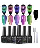 MIZHSE 9D Cat Eye Gel Nail Polish Magnetic Cat Eye Gel Nail Polish Magnetic Gel Nail Polish with Chameleon Magic Effect 10ml with 2 Magnet Stick Gel Nail Polish Set (9D Collection 1) 9D Cat Eye 6Pcs - Buy Online on SooperMarket.com