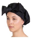 Luxury Black Shower Cap for Women with Bow - Reusable & Waterproof, Adjustable Hair Cover - Buy Online on SooperMarket.com
