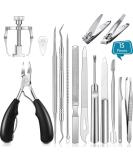 15 Pieces Stainless Steel Ingrown Toenail Tools Set - Nail Clipper Cuticle Cutters Pedicure Kit for Thick Nails (Black) - International Shipping - Buy Online on SooperMarket.com