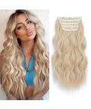 Hair Extensions Clip in 4Pcs Bleach Blonde Hair Extensions Long Wavy Full Head 20Inch Clip in Hair Extensions Synthetic Fiber Hair Pieces for Women - Buy Online on SooperMarket.com