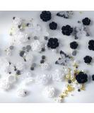 3D Flower Nail Charms 200 Pcs White Black Clear Acrylic Camellia Nail Art Charms Rose Butterfly Nail Rhinestones Gems Jewelry with Mini Caviar Beads Pearls (White+Black+Clear) - Buy Online on SooperMarket.com