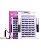 90 Clusters DIY False Eyelashes Kit - Reusable Soft Natural Russian Lashes Extensions - Clear Glue Included - 10-16mm C CC D Curl - Buy Online on SooperMarket.com