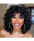 Andromeda Short Curly Wigs for Black Women Soft Black Big Curly Wig with Bangs Afro Kinky Curls Heat Resistant Natural Looking Synthetic Wig for African American Women (Big Curly) - Buy Online on SooperMarket.com
