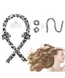 Corated Curls Headband - No Heat Curls for Long Hair | Satin DIY Hairstyling Set with Hair Ties & Clips - Black Leopard - Buy Online on SooperMarket.com