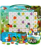 Potty-Training-Chart-with-35 Reusable Magnetic-Stickers. A Dinosaur Potty Chart That Reward Toddlers  Motivational Toilet Potty Training Stickers Chart for Boys & Girls (Dinosaurs) dinosaur pottychart - Buy Online on SooperMarket.com