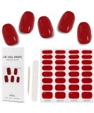 Kalolary 32PCS Red Gel Nail Polish Strips | Waterproof Adhesive Full Wrap Stickers with Nail File and Stick | UV/LED Lamp Required - Buy Online on SooperMarket.com