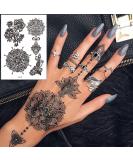 Black Henna Temporary Tattoos Set - Sexy Lace, Indian Mandala, Elephant, Flower Chain Designs - Waterproof Body, Arm, Face Decals for Wedding Party - 6 Sheets - Buy Online on SooperMarket.com