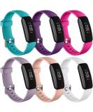 Keponew Fitbit Inspire 2 Bands 6 Pack - Teal/Plum/Rose Pink/White/Pink Sand/Lavender | Sport Wristband Replacement for Women Men Small 5.5-7.2 - Buy Online on SooperMarket.com