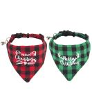 ADOGGYGO Christmas Cat Collars Breakaway with Bell, 2 Pack Adjustable Cat Bandana Collar with Merry Christmas Pattern, Red Green Plaid Cat Christmas Collars for Cats Kittens - Buy Online on SooperMarket.com
