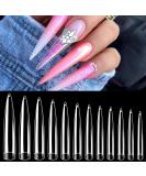 AORAEM Clear Extra Long Stiletto False Nail Tips 120 Pcs - 12 Sizes Acrylic Fake Nails - Buy Online on SooperMarket.com