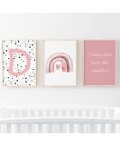 Pompom Prints Set of 3 Girls Bedroom Rainbow Nursery Prints | Scandi Boho Style Decor | Playroom Wall Art (A4 D) - Buy Online on SooperMarket.com