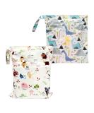 CQQNIU 2 Pcs Baby Waterproof Diaper Organizer - Reusable Wet Bag for Swimwear & Day Care - Dinosaurs Letters Design - Buy Online on SooperMarket.com