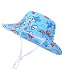 LANGZHEN Baby Girls Beach Sun Hat Adjustable Wide Brim with Chin Strap - Coral-Turquoise 6-12 Months - Buy Online on SooperMarket.com