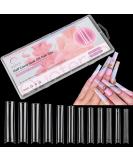 240Pcs XXXL Clear No C Curve Acrylic Nail Tips - Extra Long Tapered Square Straight Half Cover French Nail Extension False Nails for Manicure Nail Art - 12 Sizes - Buy Online on SooperMarket.com
