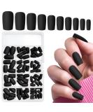LuckForever 240pc Matte Black Square Press On Nails - Medium Glue On Acrylic Nail Set | Full Cover Artificial Fingernails with Adhesive Tabs - Buy Online on SooperMarket.com