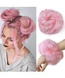 Messy Hair Bun Hair Scrunchies Extension Curly Wavy Thick Synthetic Chignon for women Updo Hairpiece Ponytail Hair Accessories Light Pink - Buy Online on SooperMarket.com