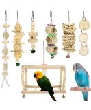 Yorgewd 7 Pack Bird Toys Natural Wood Small Bird Cage Toys Small Parrot Swing Chewing Toys for Budgies Small Parakeets Conures Love Birds Cockatiel Finches - Buy Online on SooperMarket.com